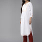 ADA Ethnic Motifs Embroidered Chikankari White Romance Kurta
