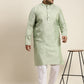 Sojanya Plus Men Green Jacquard Self Design Kurta with Pyjamas | Swadesiicart