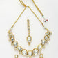NVR Women's Gold Kundan-Studded Necklace and Earrings with Mang Tikka - Swadesiicart