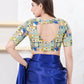 Joban Fashion Multi Polyester Elbow Sleeveless Front Open Blouse - Swadesiicart