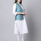 Even Apparels Blue Bansari Silk Open Front Gillet | Swadesiicart
