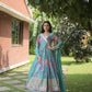 Jyoti Fashion Women's Sky Blue Russian Silk Digital Print with Embroidered Anarkali Dress with Dupatta | Swadesiicart