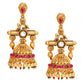Aadita Gold-Toned Geometric Jhumkas Earrings - Swadesiicart
