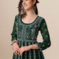 HERE&NOW Ethnic Motifs Embroidered Chikankari Georgette Anarkali Kurta | Swadesiicart