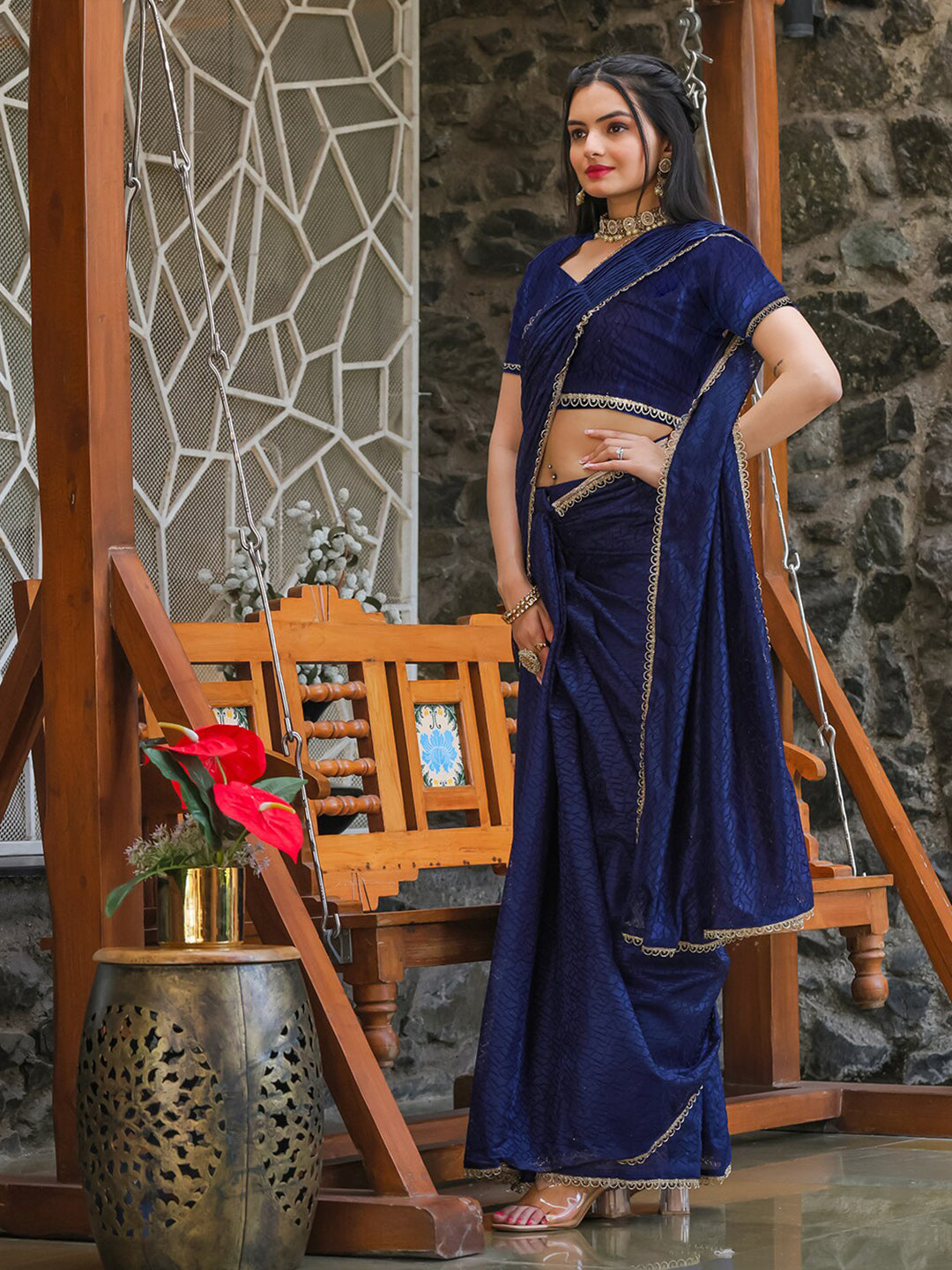 Tikhi Imli Woven Design Ready to Wear Saree | Swadesiicart