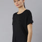 MKH Women Black Typography Printed Dri-FIT Sports T-shirt - Swadesiicart