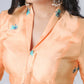 Vastranavya Peach Peacock Print Free Hand Ready to Wear Saree | Swadesiicart