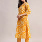 Aavyora Women Mustard Yellow Floral Printed Kurta with Chevron Printed Pants & Dupatta Set - Swadesiicart