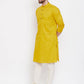 Even Apparels Pure Cotton Yellow Men's Kurta With Band Collar | Swadesiicart