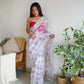 Vamsee Ferry White Organza Saree - Swadesiicart