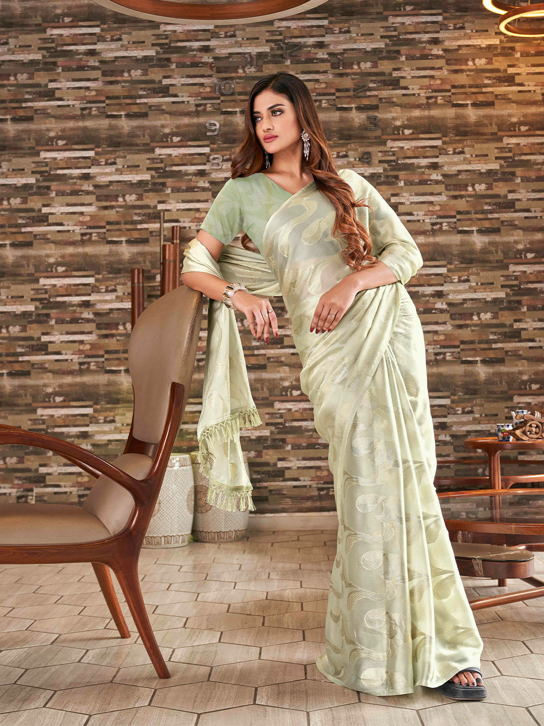 Tikhi Imli Embellished Jacquard Satin Ready to Wear Saree | Swadesiicart