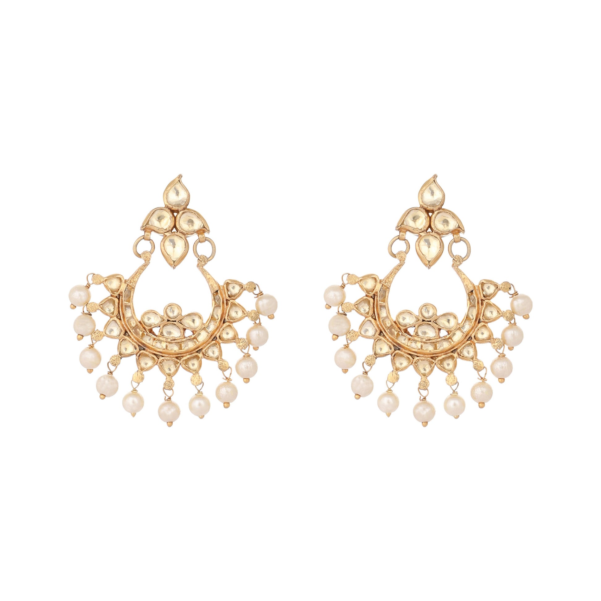 Nuyug 18k Gold-Plated American Diamonds Studded Contemporary Shaped Dangler Earrings | Swadesiicart