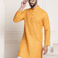 Sojanya Men Mustard Yellow Dobby Self-Checked Straight Kurta | Swadesiicart