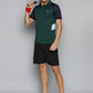Alcis Men Green & Navy Blue Colourblocked Polo Collar Slim Fit Running T-shirt | Swadesiicart