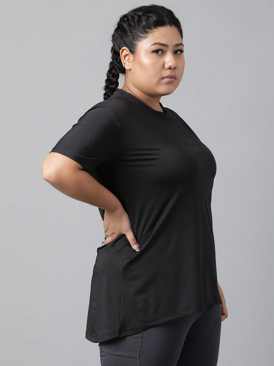 MKH Plus Size Relaxed Fit Typography Printed Dri-Fit Sports T-shirt - Swadesiicart