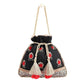 Masq Black & Red Embellished Embroidered Potli Clutch
