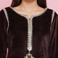 Joban Fashion Brown Mirrior Work Velvet Coord Set - Swadesiicart