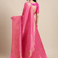 Saree Mall Pink Ethnic Motifs Zari Silk Blend Banarasi Saree For Women | Swadesiicart