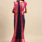 Anouk Navy Blue & Fuchsia Woven Design Pure Silk Banarasi Saree | Swadesiicart