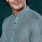 Blue Viscose Designer Sequance Embroidery Work Men's Kurta Set - Mahotsav