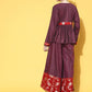 InWeave Women's Wine Red Brocade Mughal Shaan Kurta Palazzo Set - Swadesiicart