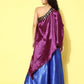 InWeave Women's Wine Navy Brocade Satin Oneshoulder Blue Palazzo Set - Swadesiicart