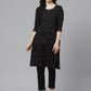 ADA Women Black & Pink Chikankari Embroidered Sustainable Handloom Kurta with Trousers | Swadesiicart