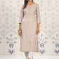 Ode by House of Pataudi Striped Round Neck Straight Cotton Kurta - Swadesiicart
