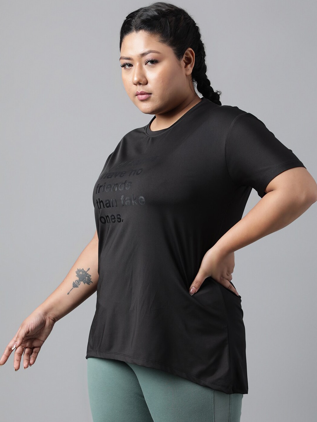 MKH Typography Printed Plus Size Drop Shoulder Sleeves Relaxed Fit Dri-FIT Sports T-shirt - Swadesiicart
