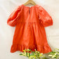 ArthLife Orange Butterfly Embroidered Dress