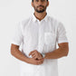Ramraj Cotton Mens Half Sleeve Luxury Cotton White Shirt | Swadesiicart