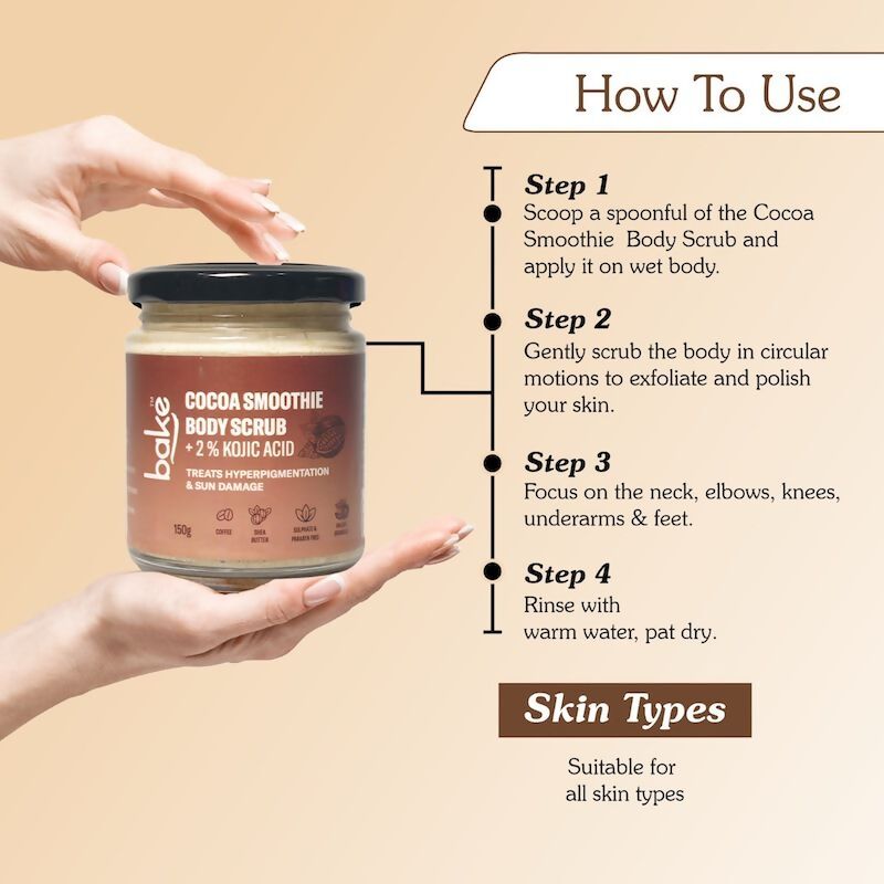 Bake 2% Kojic Acid Cocoa Smoothie Body Scrub | Swadesiicart