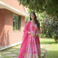 Jyoti Fashion Women's Pink Russian Silk Digital Print with Embroidered Anarkali Dress with Dupatta | Swadesiicart