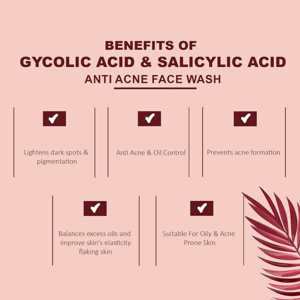 Glamveda Men Glycolic Acid & Salicylic Acid Anti Acne Face Wash - Swadesiicart