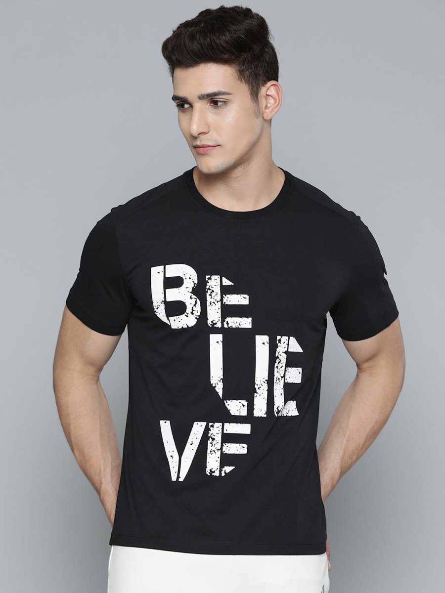 Alcis Men Black & White Typography Printed T-shirt | Swadesiicart