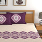 Dreamscape Purple & Cream-Coloured 144 TC Bedsheet with Pillow Covers - Swadesiicart