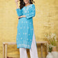 ADA Floral Lucknowi Chikankari Straight Kurta | Swadesiicart