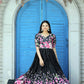 Jyoti Fashion Women's Black Floral Digital Printed Chinon Anarkali Dress | Swadesiicart