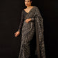 Tikhi Imli Black & Gold Geometric Printed Ready To Wear Saree | Swadesiicart