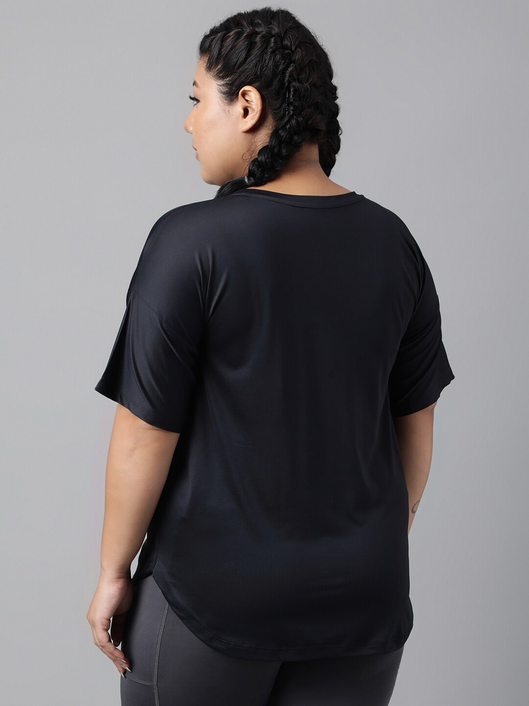 MKH Plus Size Typography Printed Drop Shoulder Sleeves Dri-FIT Relaxed Fit Sports T-shirt - Swadesiicart