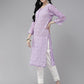 ADA Women Purple & White Ethnic Motifs Embroidered Chikankari Georgette Kurta | Swadesiicart