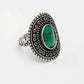 NVR Women's Green Silver-Toned German Silver Adjustable Finger Ring | Swadesiicart