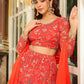 Janasya Red Georgette Floral Lehenga Choli Dupatta | Swadesiicart