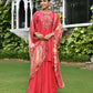 Vaasva Women's Silk Red Emboidered Solid Kurta, Sharara & Dupatta Set | Swadesiicart