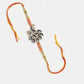 NVR Women & Men Set of 2 Multicolor Peacock Design Stone-Studded & Beaded Bhaiya Bhabhi Rakhi With Roli Chawal | Swadesiicart
