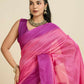 Vishnu Weaves Women's Pink Raw Silk Thread Woven Saree with Blouse - Swadesiicart