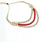 Mominos Fashion Johar Kamal Handicraft Finish White & Red Pearls Choker For Women (White/Red) | Swadesiicart