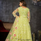 Jyoti Fashion Women's Pista Net Embroidered Anarkali Kurta Pant Set With Dupatta | Swadesiicart