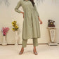 Jyoti Fashion Women's Olive Rinkal Cotton Plain with Side Pocket Kurtis & Sets | Swadesiicart