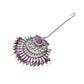 Oversized Diamond & Maroon Stone Maang Tikka- Ruby Raang | Swadesiicart